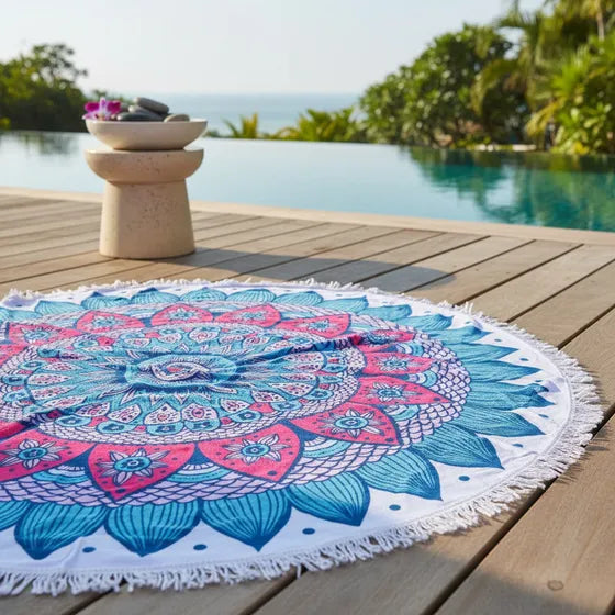 Toallon Toalla Playero Mandala 100% Poliester 150cm.