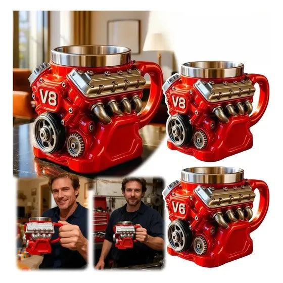 Taza De Acero Inoxidable Con Motor, Taza De Café Artesanal D