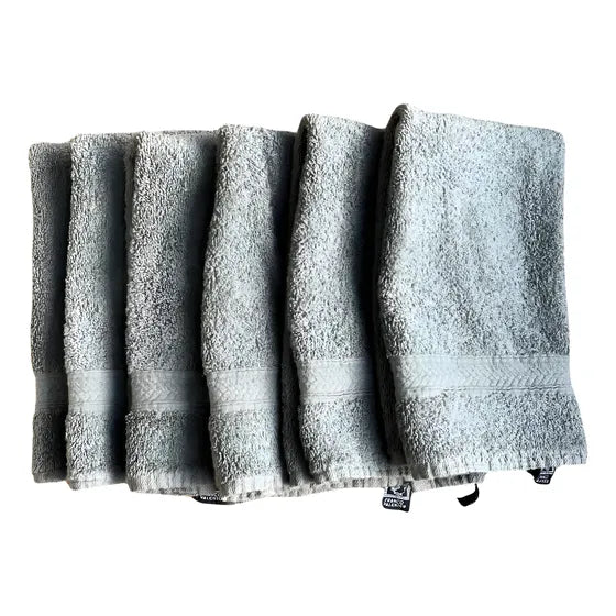 Pack X6 Toalla Mano 100% Algodón Franco Valente 400g 30x45cm Color Gris Oscuro