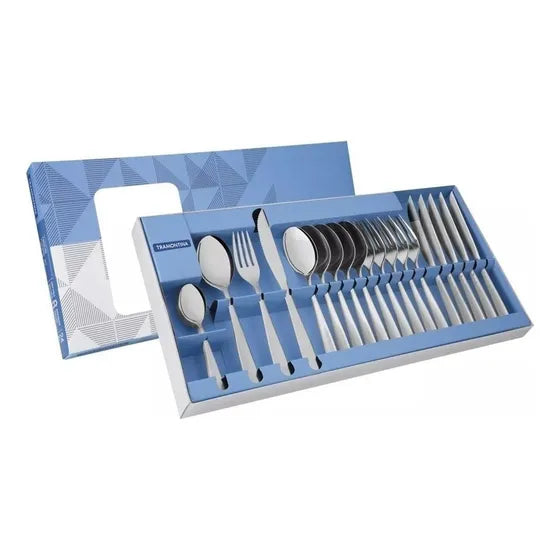Juego Set Cubiertos Tramontina 24 Pz Acero Inoxidable Cosmos Color Gris