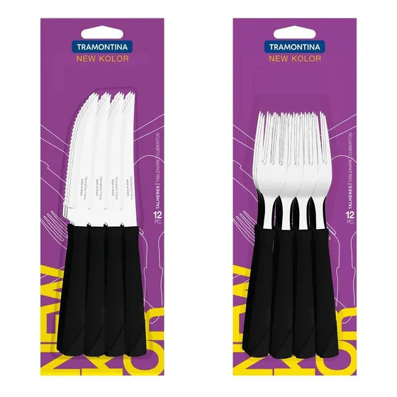 Juego de cubiertos Tramontina Set x24 Cubiertos New Kolor negro - 24